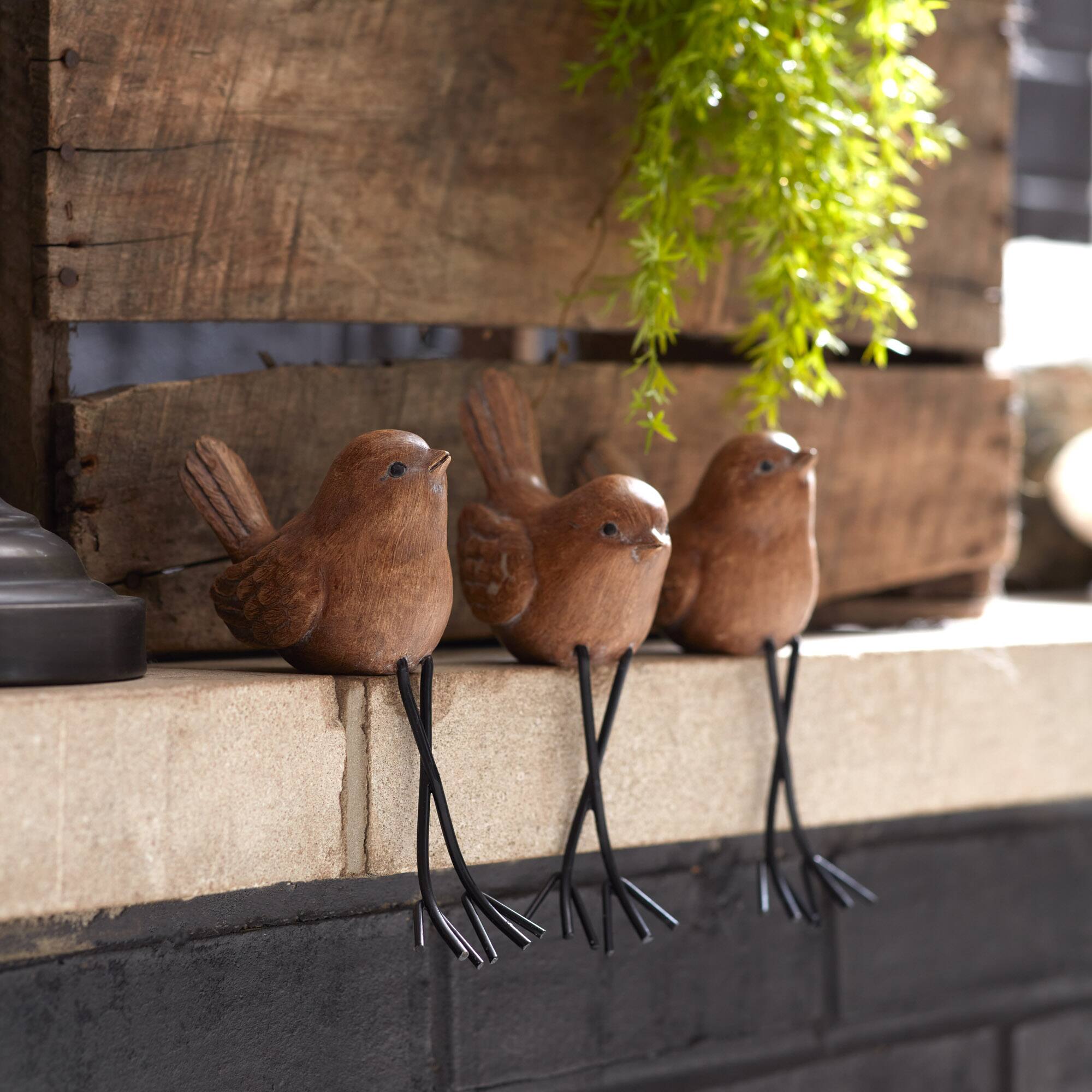 Etched Bird Shelf Sitter Set